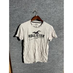 Hollister Shirt Mens Small Gray Logo Graphic Crewneck Short Sleeve Cotton